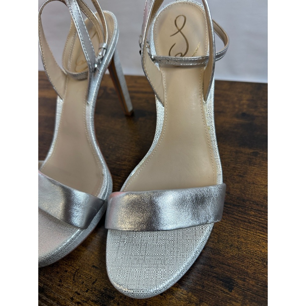 Sam Edelman Leather Jade Silver Metallic Platform Stiletto Pumps Size 11 M Heels - Picture 8 of 16